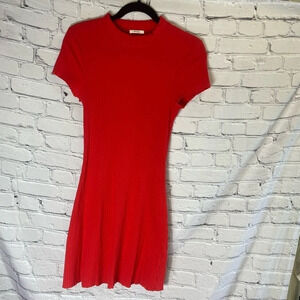 5/$20 Women’s Mock Neck Red Ribbed Mini Valentine’s Holiday‎ Dress Sz Medium GUC